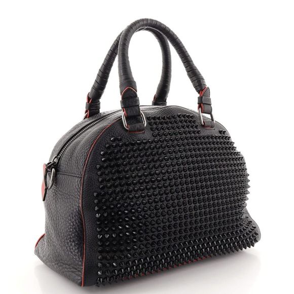 Christian Louboutin Panettone Convertible Satchel Spiked Leather Small Black - Picture 3 of 8